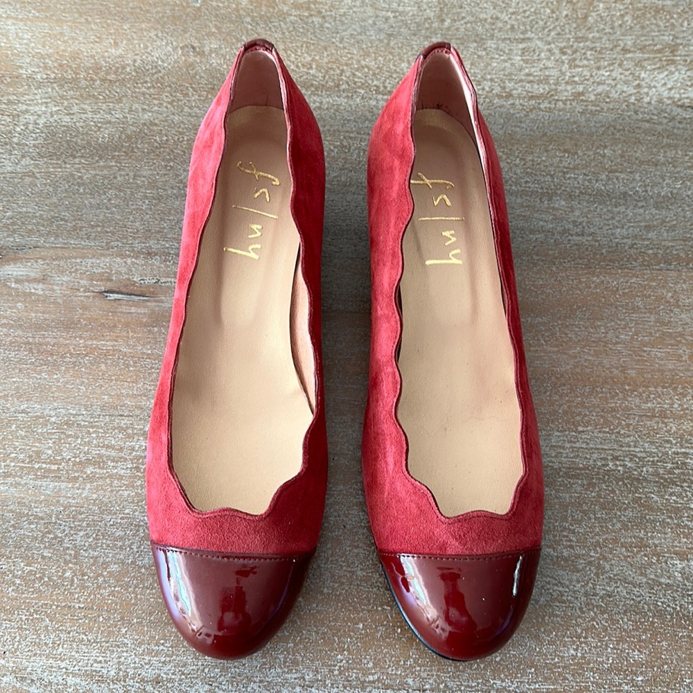 NWOT French Sole Red Suede Wedge 8.5